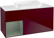 Тумба під раковину Villeroy & Boch Finion 120х50,1 см з підсвічуванням МДФ півонія матовий лак/скло біле матове F701GMHB