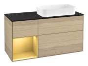 Тумба під раковину Villeroy & Boch Finion 120х50,1 см із підсвічуванням МДФ шпон дуба/скло чорне матове G682HFPC