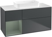 Тумба під раковину Villeroy & Boch Finion 120х50,1 см із підсвічуванням МДФ темно-синій матовий лак/скло біле матове F701GMHG