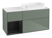 Тумба під раковину Villeroy & Boch Finion 120х50,1 см із підсвічуванням МДФ оливковий матовий лак/скло біле матове G681PDGM