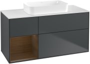 Тумба под раковину Villeroy & Boch Finion 120х50,1 см с подсветкой МДФ темно-синий матовый лак/стекло белое матовое F701GNHG