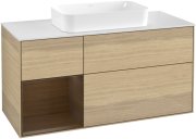 Тумба під раковину Villeroy & Boch Finion 120х50,1 см із підсвічуванням МДФ шпон дуба/скло біле матове F701GNPC