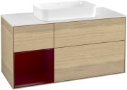 Тумба під раковину Villeroy & Boch Finion 120х50,1 см із підсвічуванням МДФ шпон дуба/скло біле матове F701HBPC