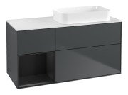 Тумба под раковину Villeroy & Boch Finion 120х50,1 см с подсветкой МДФ темно-синий матовый лак/стекло белое матовое G681PDHG