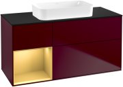 Тумба під раковину Villeroy & Boch Finion 120х50,1 см з підсвічуванням МДФ півонія матовий лак/скло чорне матове F702HFHB