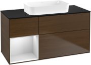 Тумба под раковину Villeroy & Boch Finion 120х50,1 см с подсветкой МДФ шпон грецкого ореха/стекло черное матовое F702MTGN