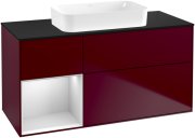 Тумба под раковину Villeroy & Boch Finion 120х50,1 см с подсветкой МДФ пион матовый лак/стекло черное матовое F702MTHB