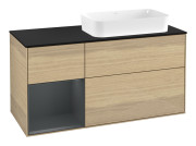 Тумба под раковину Villeroy & Boch Finion 120х50,1 см с подсветкой МДФ шпон дуба/стекло черное матовое G682HGPC