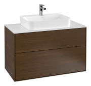 Тумба под раковину Villeroy & Boch Finion 100х50,1 см МДФ шпон грецкого ореха/стекло белое матовое F35100GN