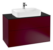 Тумба под раковину Villeroy & Boch Finion 100х50,1 см МДФ пион матовый лак/стекло черное матовое F35200HB