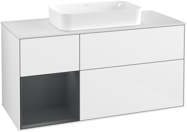 Тумба под раковину Villeroy & Boch Finion 120х50,1 см с подсветкой МДФ глянцевый белый лак/стекло белое матовое F701HGGF