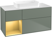 Тумба под раковину Villeroy & Boch Finion 120х50,1 см с подсветкой МДФ оливковый матовый лак/стекло белое матовое F701HFGM