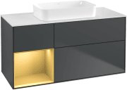 Тумба под раковину Villeroy & Boch Finion 120х50,1 см с подсветкой МДФ темно-синий матовый лак/стекло белое матовое F701HFHG