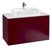 Тумба під раковину Villeroy & Boch Finion 100х50,1 см МДФ півонія матовий лак/скло біле матове F35100HB