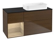 Тумба під раковину Villeroy & Boch Finion 120х50,1 см із підсвічуванням МДФ шпон волоського горіха/скло чорне матове G682PCGN