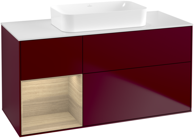 Тумба под раковину Villeroy & Boch Finion 120х50,1 см с подсветкой МДФ пион матовый лак/стекло белое матовое F701PCHB