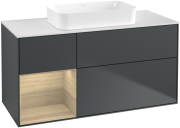 Тумба под раковину Villeroy & Boch Finion 120х50,1 см с подсветкой МДФ темно-синий матовый лак/стекло белое матовое F701PCHG