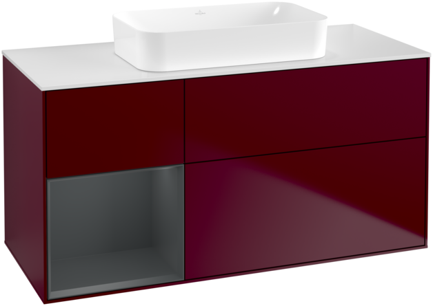 Тумба под раковину Villeroy & Boch Finion 120х50,1 см с подсветкой МДФ пион матовый лак/стекло белое матовое F701HGHB