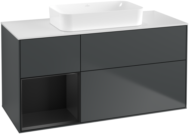 Тумба под раковину Villeroy & Boch Finion 120х50,1 см с подсветкой МДФ темно-синий матовый лак/стекло белое матовое F701PDHG