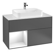 Тумба под раковину Villeroy & Boch Finion 100х50,1 см с подсветкой МДФ антрацит матовый лак/стекло белое матовое F361GFGK