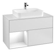 Тумба под раковину Villeroy & Boch Finion 100х50,1 см с подсветкой МДФ белый матовый лак/стекло белое матовое F361GFMT