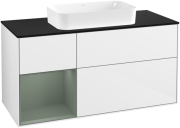 Тумба під раковину Villeroy & Boch Finion 120х50,1 см з підсвіткою МДФ білий глянцевий лак/скло чорне матове F702GMGF