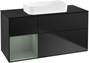 Тумба под раковину Villeroy & Boch Finion 120х50,1 см с подсветкой МДФ черный матовый лак/стекло черное матовое F702GMPD