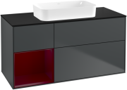 Тумба под раковину Villeroy & Boch Finion 120х50,1 см с подсветкой МДФ темно-синий матовый лак/стекло черное матовое F702HBHG