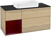 Тумба под раковину Villeroy & Boch Finion 120х50,1 см с подсветкой МДФ шпон дуба/стекло черное матовое F702HBPC