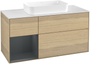 Тумба под раковину Villeroy & Boch Finion 120х50,1 см с подсветкой МДФ шпон дуба/стекло белое матовое F701HGPC