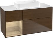 Тумба под раковину Villeroy & Boch Finion 120х50,1 см с подсветкой МДФ шпон грецкого ореха/стекло белое матовое F701PCGN