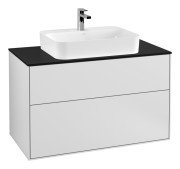 Тумба під раковину Villeroy & Boch Finion 100х50,1 см із підсвічуванням МДФ білий матовий лак/скло чорне матове G35200MT