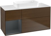 Тумба под раковину Villeroy & Boch Finion 120х50,1 см с подсветкой МДФ шпон грецкого ореха/стекло белое матовое F701HGGN