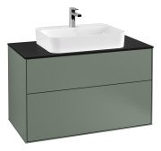 Тумба под раковину Villeroy & Boch Finion 100х50,1 см с подсветкой МДФ оливковый матовый лак/стекло черное матовое G35200GM