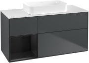 Тумба под раковину Villeroy & Boch Finion 120х50,1 см с подсветкой МДФ темно-синий матовый лак/стекло белое матовое F701PDHG