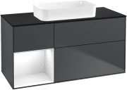 Тумба под раковину Villeroy & Boch Finion 120х50,1 см с подсветкой МДФ темно-синий матовый лак/стекло черное матовое F702GFHG
