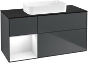 Тумба під раковину Villeroy & Boch Finion 120х50,1 см із підсвічуванням МДФ темно-синій матовий лак/скло чорне матове F702GFHG