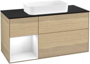 Тумба під раковину Villeroy & Boch Finion 120х50,1 см із підсвічуванням МДФ шпон дуба/скло чорне матове F702GFPC