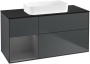 Тумба під раковину Villeroy & Boch Finion 120х50,1 см із підсвічуванням МДФ темно-синій матовий лак/скло чорне матове F702GKHG