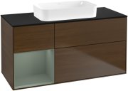 Тумба під раковину Villeroy & Boch Finion 120х50,1 см з підсвічуванням МДФ шпон волоського горіха/скло чорне матове F702GMGN