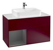 Тумба під раковину Villeroy & Boch Finion 100х50,1 см з підсвічуванням МДФ півонія матовий лак/скло біле матове F361GKHB