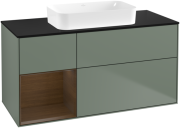 Тумба під раковину Villeroy & Boch Finion 120х50,1 см із підсвічуванням МДФ оливковий матовий лак/скло чорне матове F702GNGM