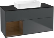 Тумба під раковину Villeroy & Boch Finion 120х50,1 см із підсвічуванням МДФ темно-синій матовий лак/скло чорне матове F702GNHG