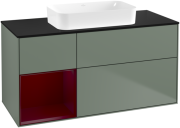 Тумба под раковину Villeroy & Boch Finion 120х50,1 см с подсветкой МДФ оливковый матовый лак/стекло черное матовое F702HBGM