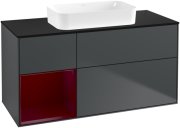 Тумба під раковину Villeroy & Boch Finion 120х50,1 см із підсвічуванням МДФ темно-синій матовий лак/скло чорне матове F702HBHG