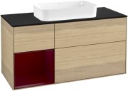 Тумба под раковину Villeroy & Boch Finion 120х50,1 см с подсветкой МДФ шпон дуба/стекло черное матовое F702HBPC