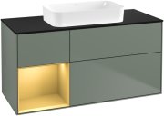 Тумба під раковину Villeroy & Boch Finion 120х50,1 см із підсвічуванням МДФ оливковий матовий лак/скло чорне матове F702HFGM