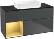 Тумба під раковину Villeroy & Boch Finion 120х50,1 см із підсвічуванням МДФ темно-синій матовий лак/скло чорне матове F702HFHG