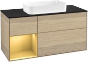 Тумба під раковину Villeroy & Boch Finion 120х50,1 см із підсвічуванням МДФ шпон дуба/скло чорне матове F702HFPC