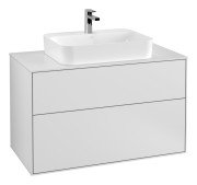 Тумба під раковину Villeroy & Boch Finion 100х50,1 см із підсвічуванням МДФ білий матовий лак/скло біле матове G35100MT